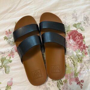 Reef women’s Double Strap Slides in Brown and Black